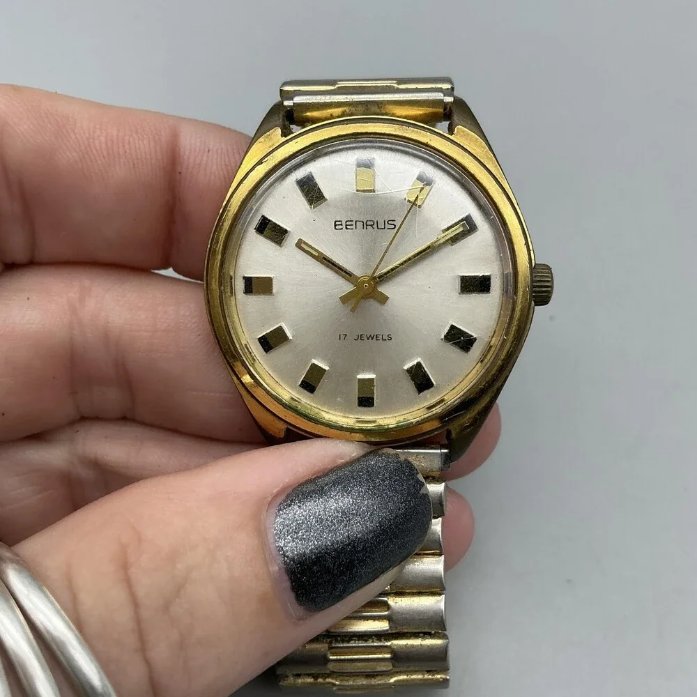 Vintage Benrus Mens Watch 35mm 1940's Manual Wind NON Wokring For Parts
